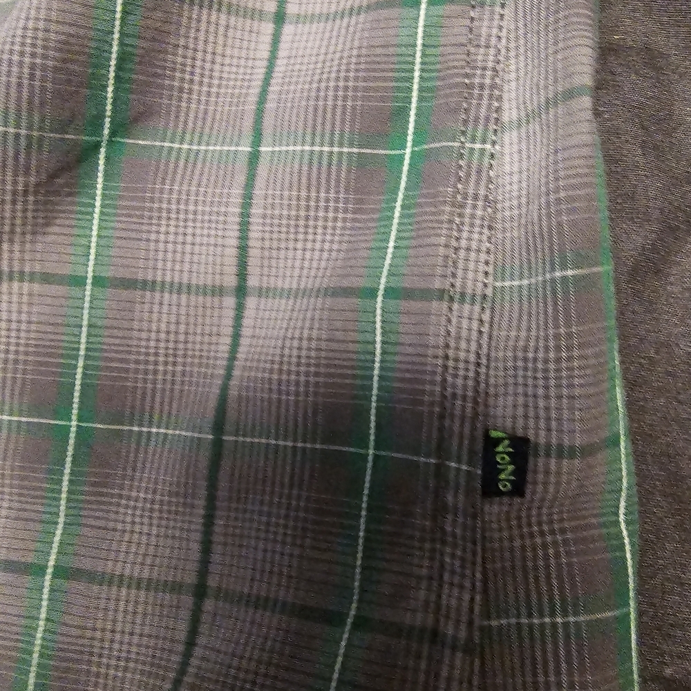 Nautica Short-Sleeve Plaid Button-Down Shirt - Gray with Green (#3) - Picture 4 of 7